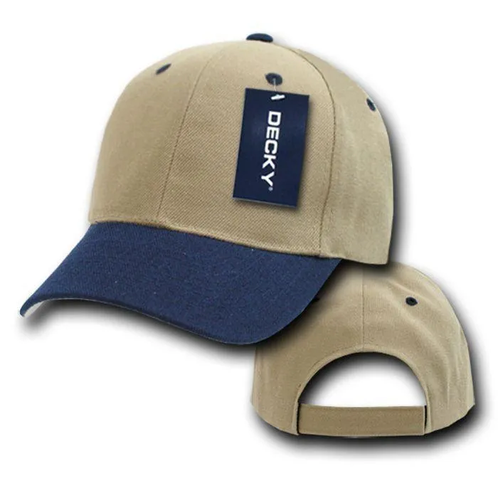 Decky Deluxe Polo Dad Baseball Hats Caps Hook Loop Closure Solid Two Tone Colors