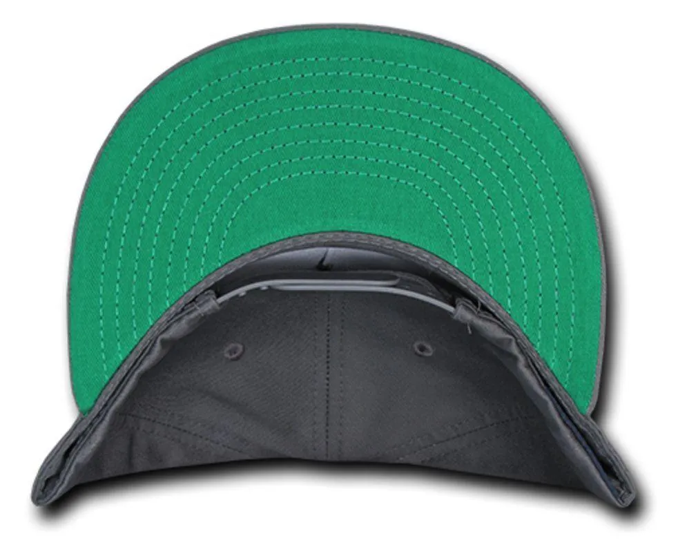 Decky Flat Bill Snapback Cotton Two Tone Baseball Green Under Visor Hats Caps