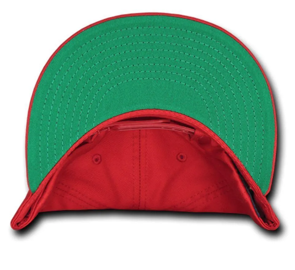 Decky Flat Bill Snapback Cotton Two Tone Baseball Green Under Visor Hats Caps