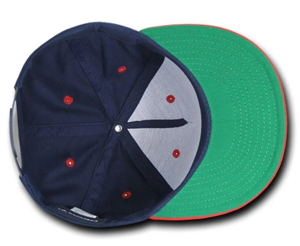 Decky Flat Bill Snapback Cotton Two Tone Baseball Green Under Visor Hats Caps