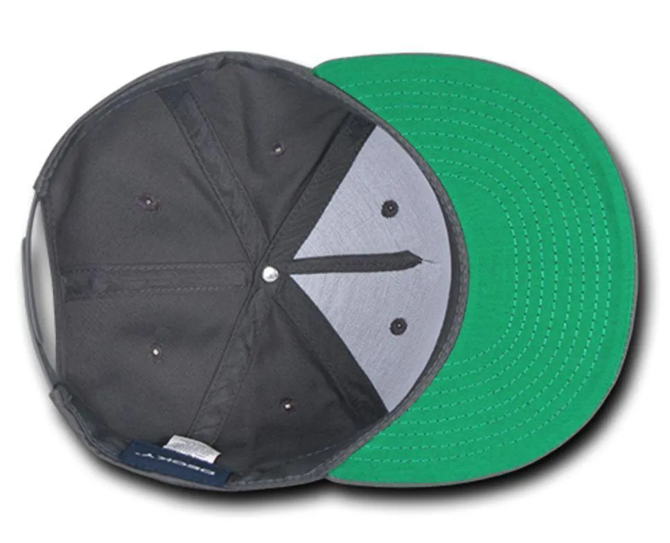 Decky Flat Bill Snapback Cotton Two Tone Baseball Green Under Visor Hats Caps