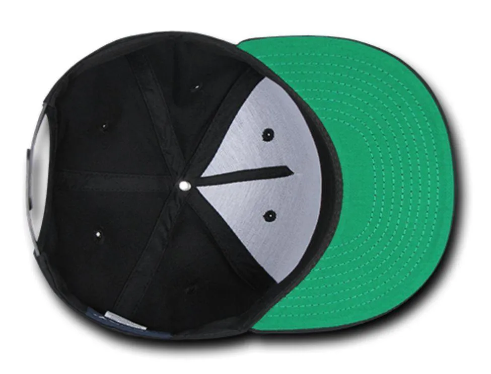 Decky Flat Bill Snapback Cotton Two Tone Baseball Green Under Visor Hats Caps