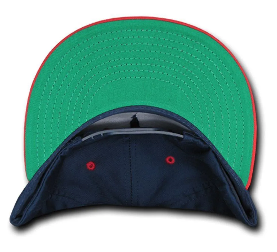 Decky Flat Bill Snapback Cotton Two Tone Baseball Green Under Visor Hats Caps