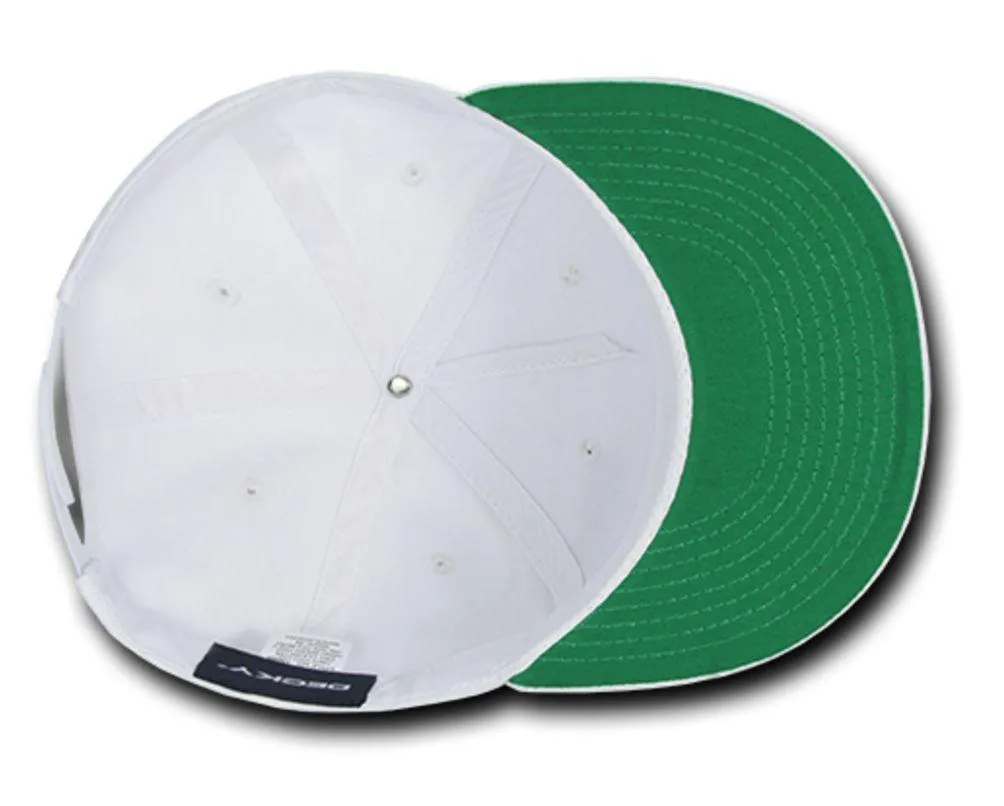 Decky Flat Bill Snapback Cotton Two Tone Baseball Green Under Visor Hats Caps
