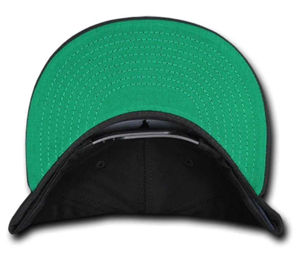 Decky Flat Bill Snapback Cotton Two Tone Baseball Green Under Visor Hats Caps