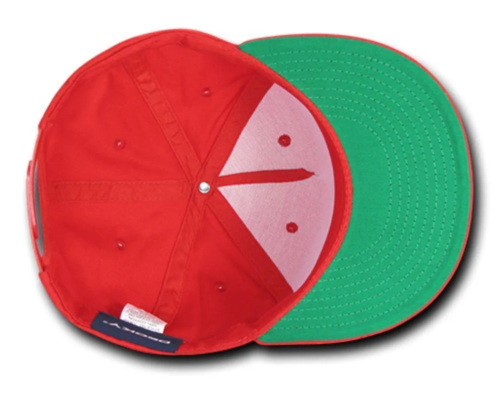 Decky Flat Bill Snapback Cotton Two Tone Baseball Green Under Visor Hats Caps