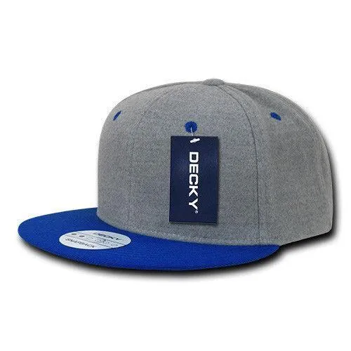 Decky Wool/Acrylic Melton Crown Snapback Two Tone 6 Panel Flat Bill Hats Caps