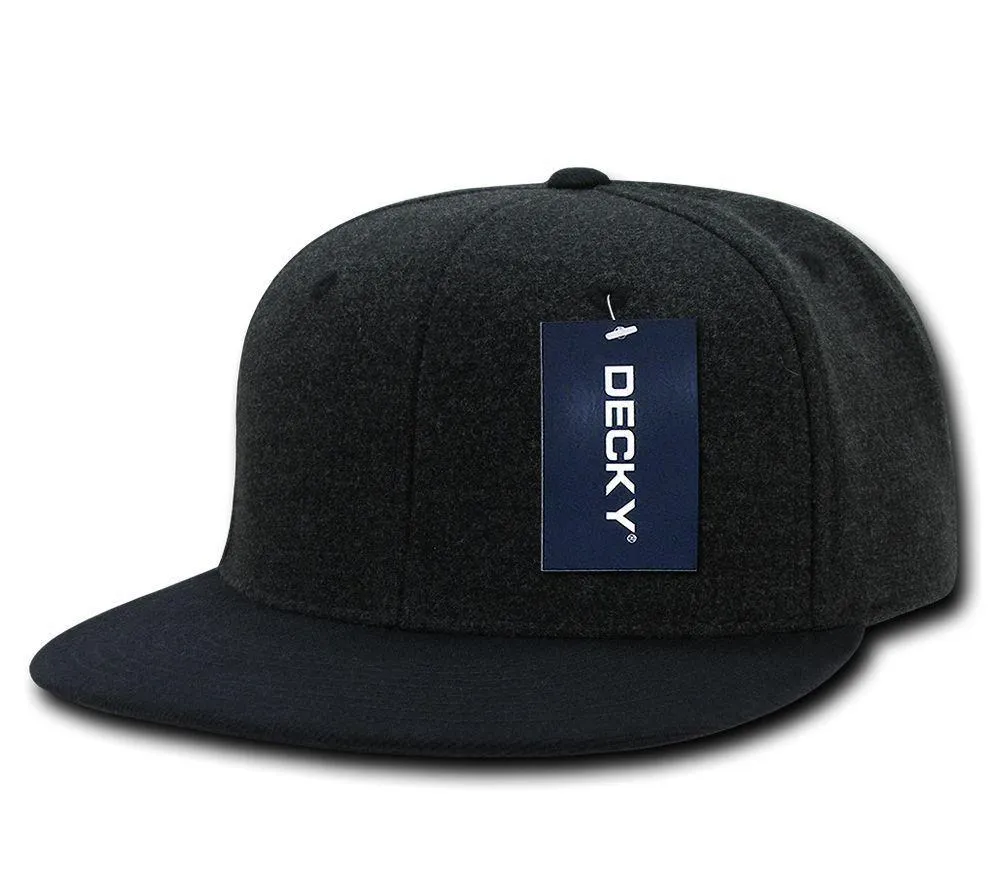 Decky Wool/Acrylic Melton Crown Snapback Two Tone 6 Panel Flat Bill Hats Caps