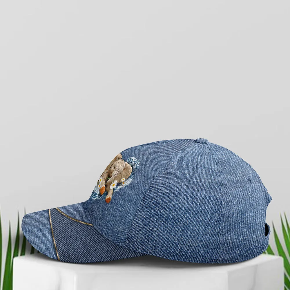 Elephant Daisy Flowers Jean Style Baseball Cap Coolspod