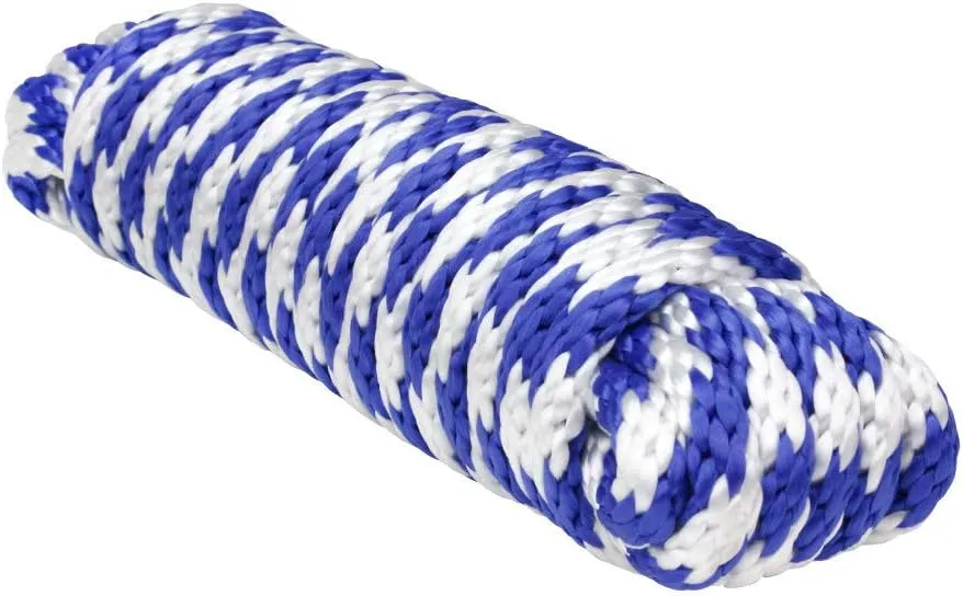 Extreme Max 3008.0223 Solid Braid MFP Utility Rope - 1/2" x 50', Blue/White