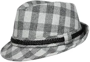 Fedora - Plaid Print w/Braided Band - White - HT-FHT2490WT