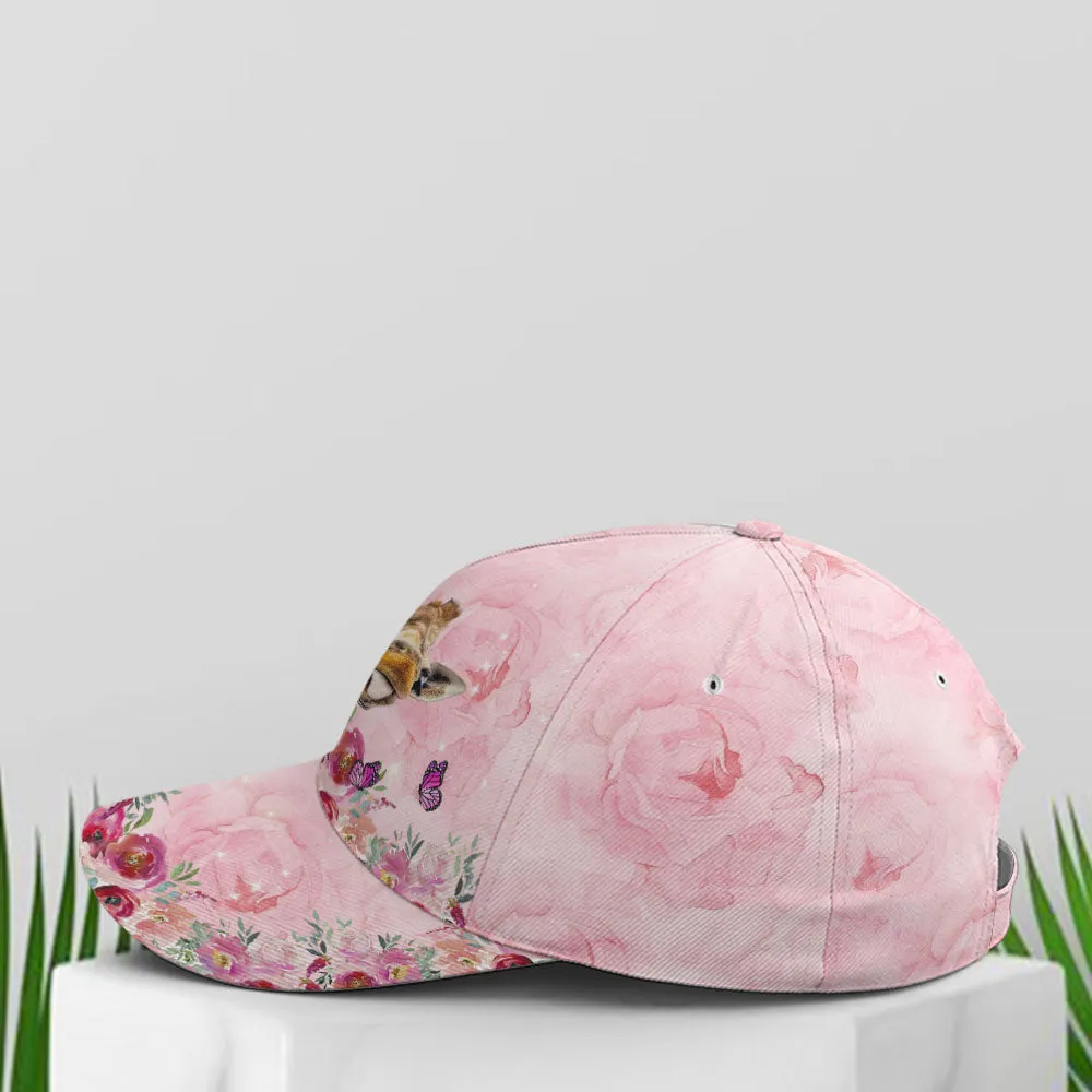 Floral Pink Giraffe Baseball Cap Coolspod