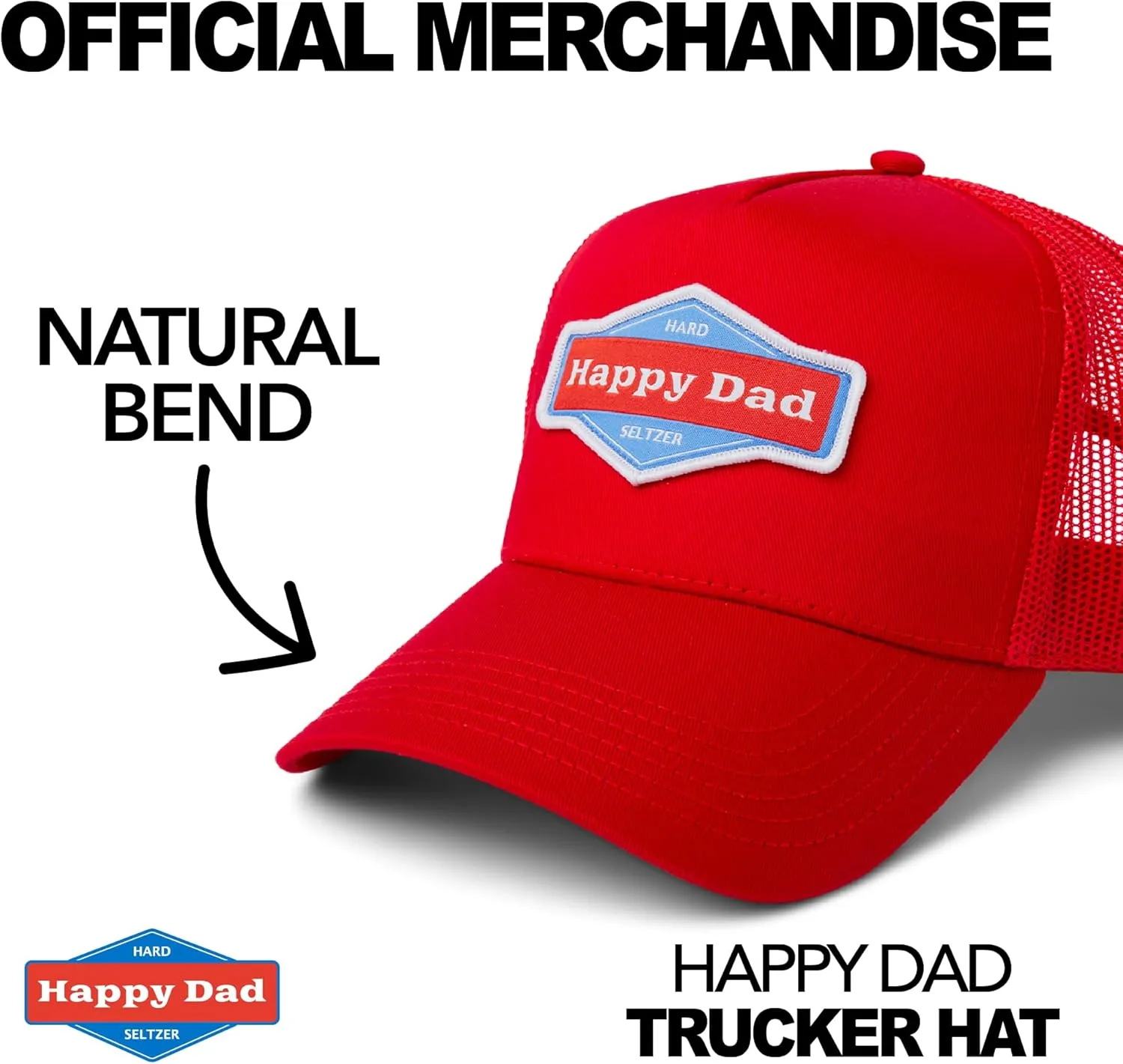 Happy Dad Hats for Men and Women, Available in Trucker Hat, 6 Panel Snapback Hat or Baseball Cap, Holiday & Birthday Gifts