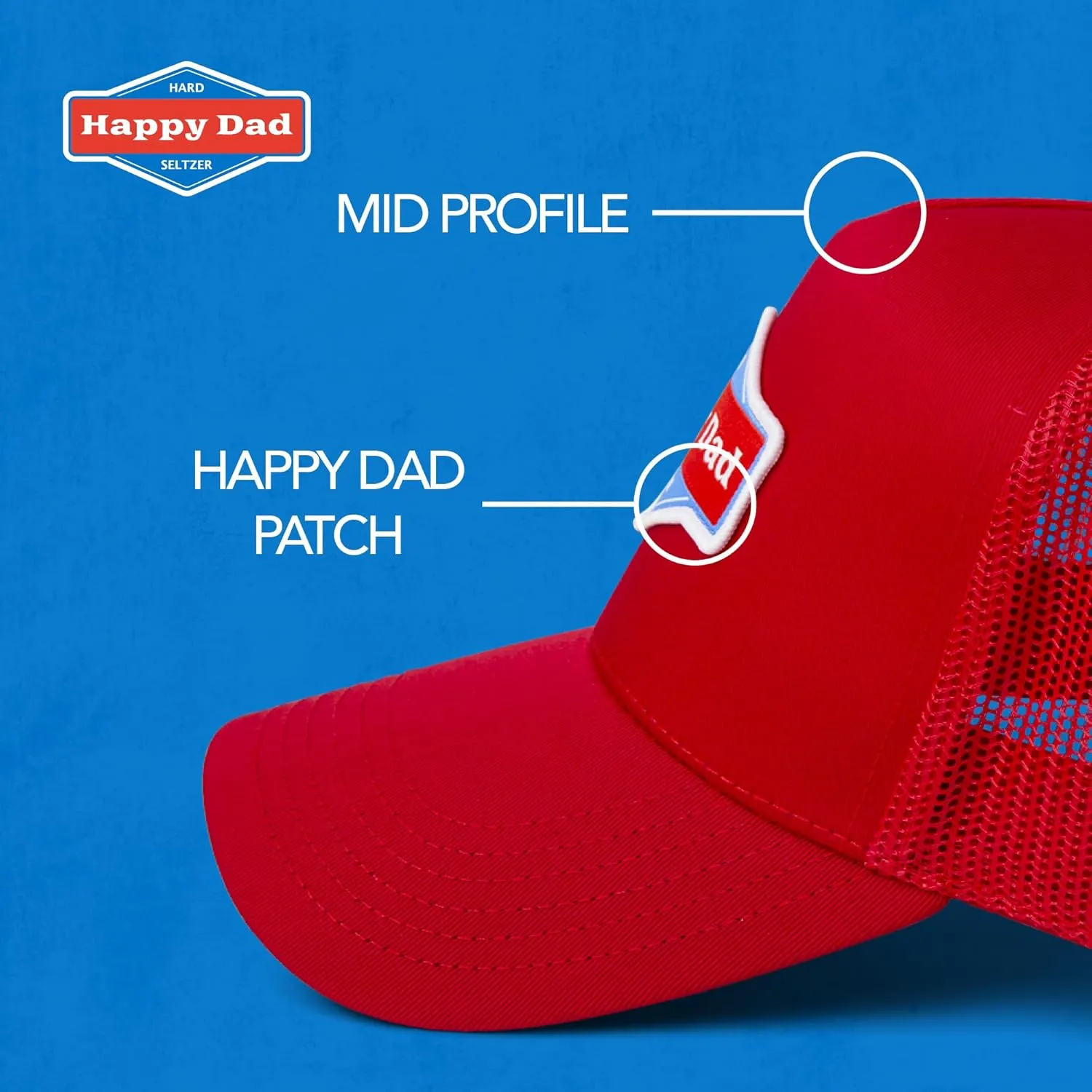 Happy Dad Hats for Men and Women, Available in Trucker Hat, 6 Panel Snapback Hat or Baseball Cap, Holiday & Birthday Gifts