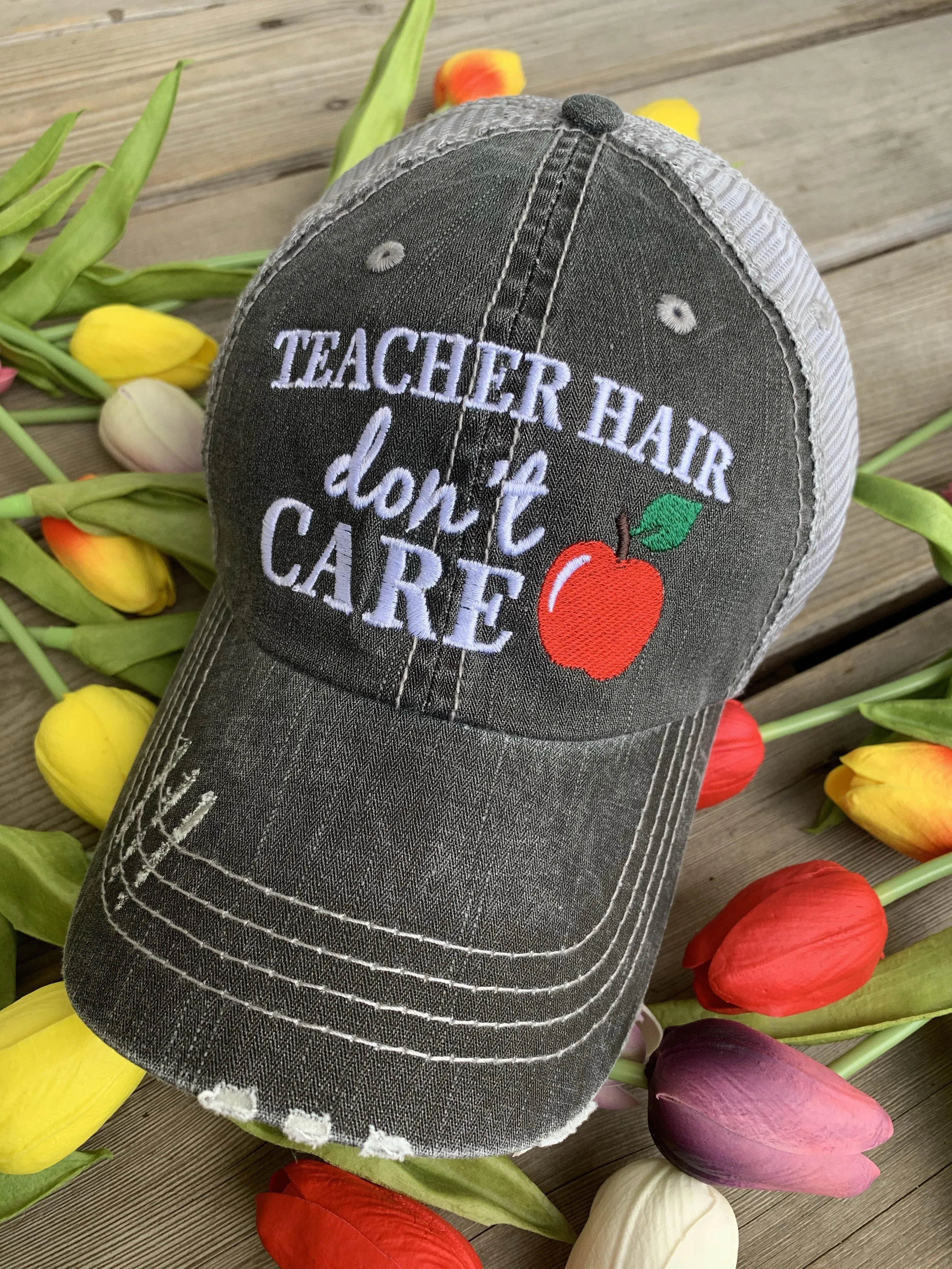 Hats Cheer mom Embroidered distressed trucker cap adjustable velcro • Pom poms Ballet shoes Personalized Bling