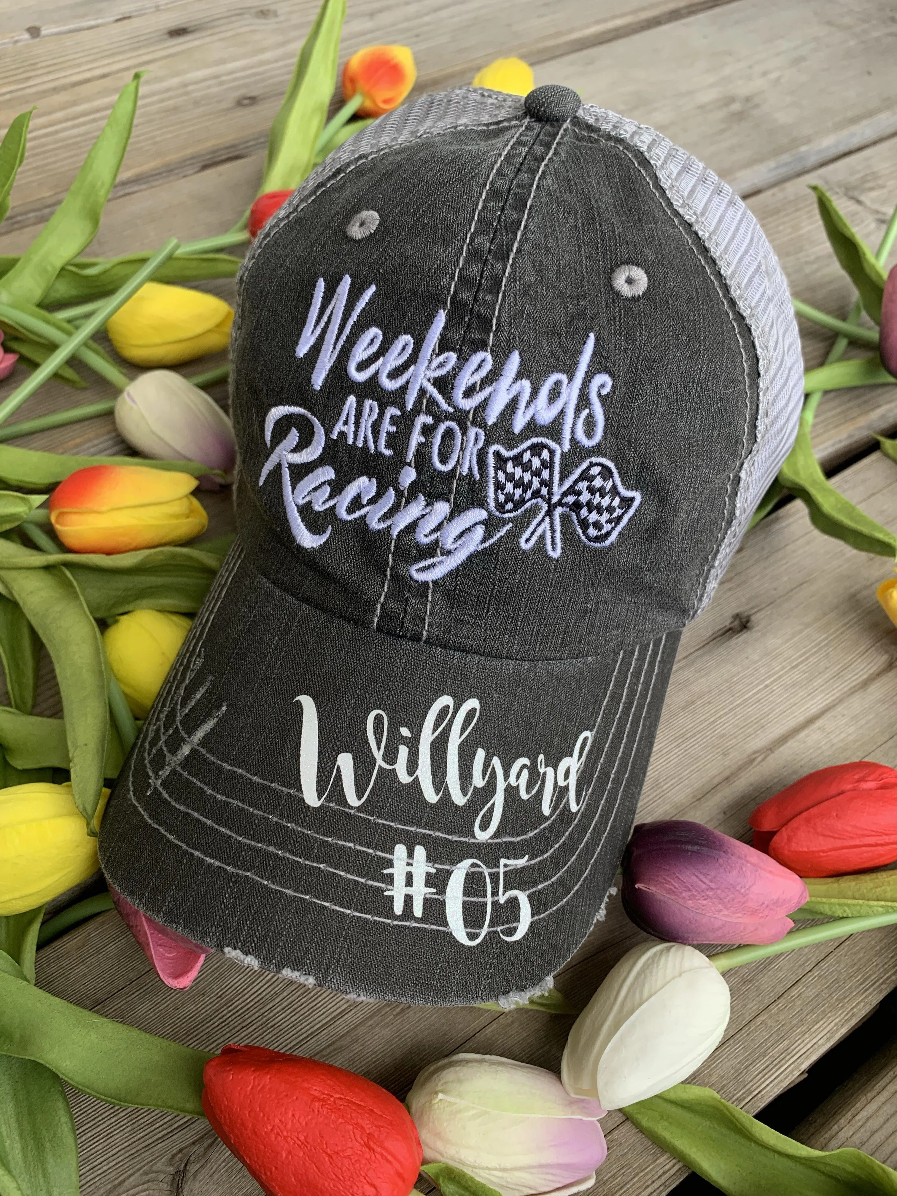 Hats Cheer mom Embroidered distressed trucker cap adjustable velcro • Pom poms Ballet shoes Personalized Bling
