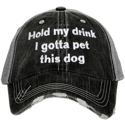 Hold my drink I gotta pet this dog Hats and sweatshirts Gray Unisex Dog mom Rescue