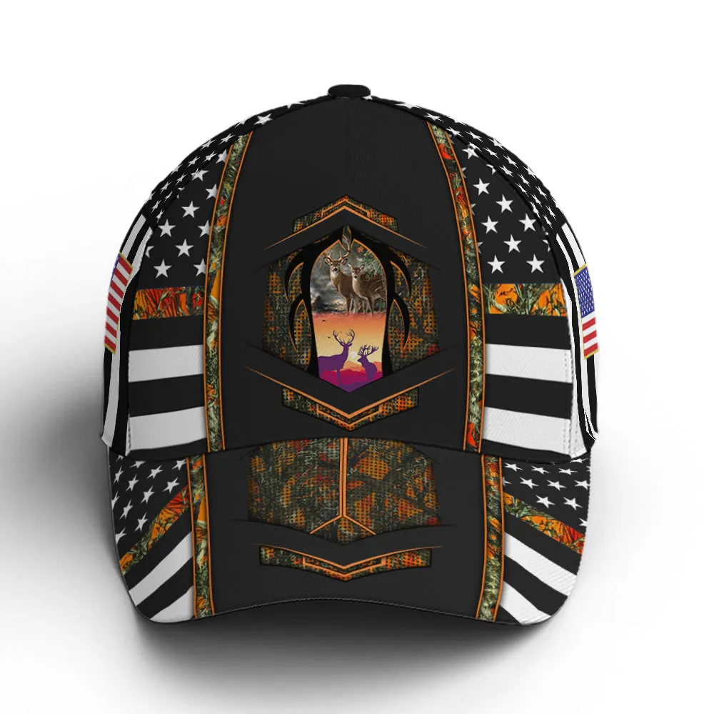 Hunting Orange Camouflage US Flag Baseball Cap Coolspod