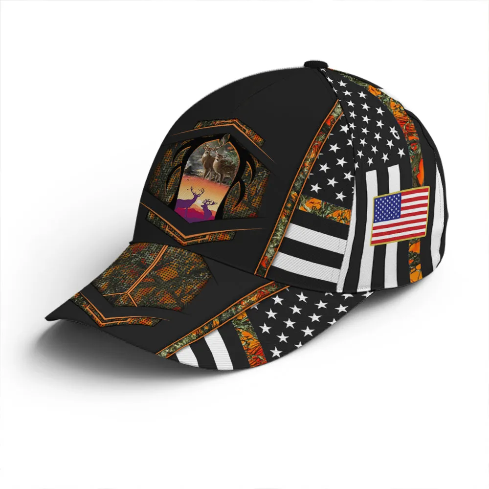 Hunting Orange Camouflage US Flag Baseball Cap Coolspod