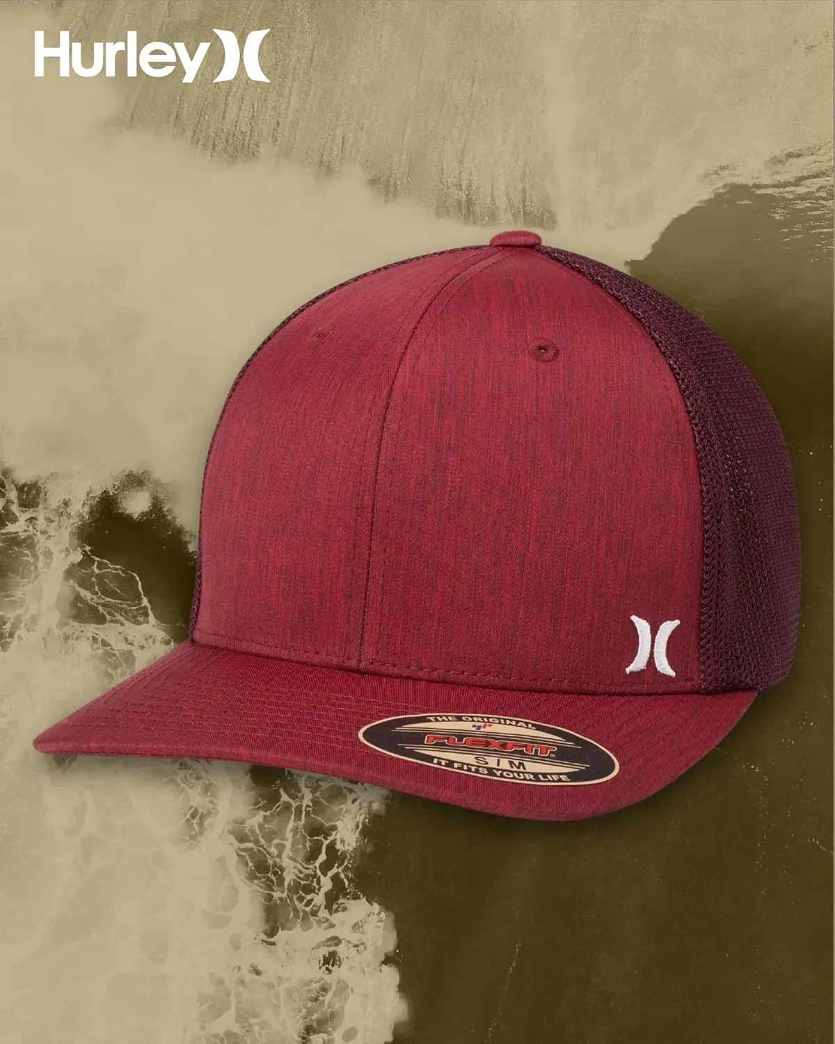 Hurley Men's Caps - Mini Icon Mesh Panel Baseball Cap - Fitted Hats for Men