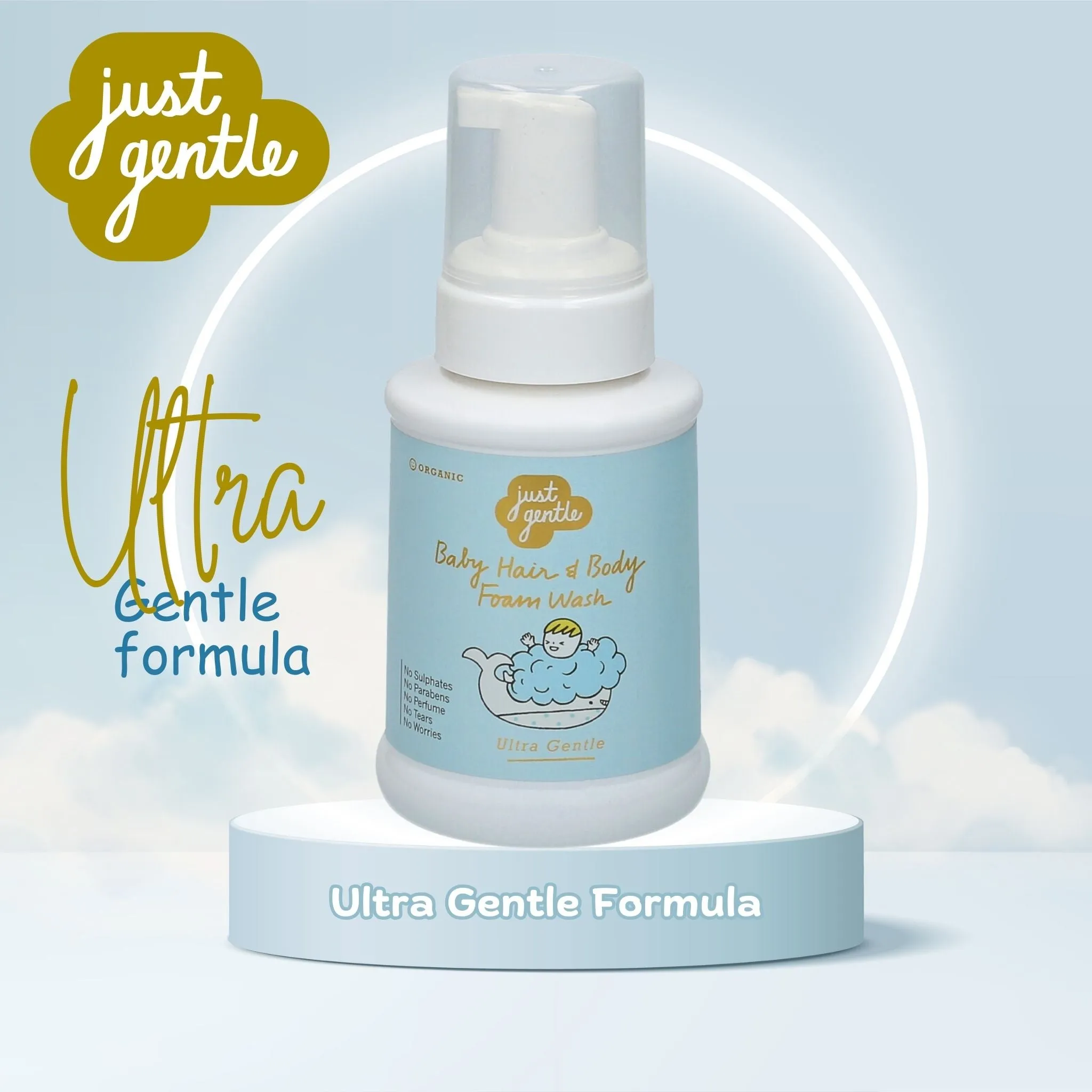 Just Gentle Baby Shampoo Foam Wash - Ultra Gentle for Newborns - 230ml