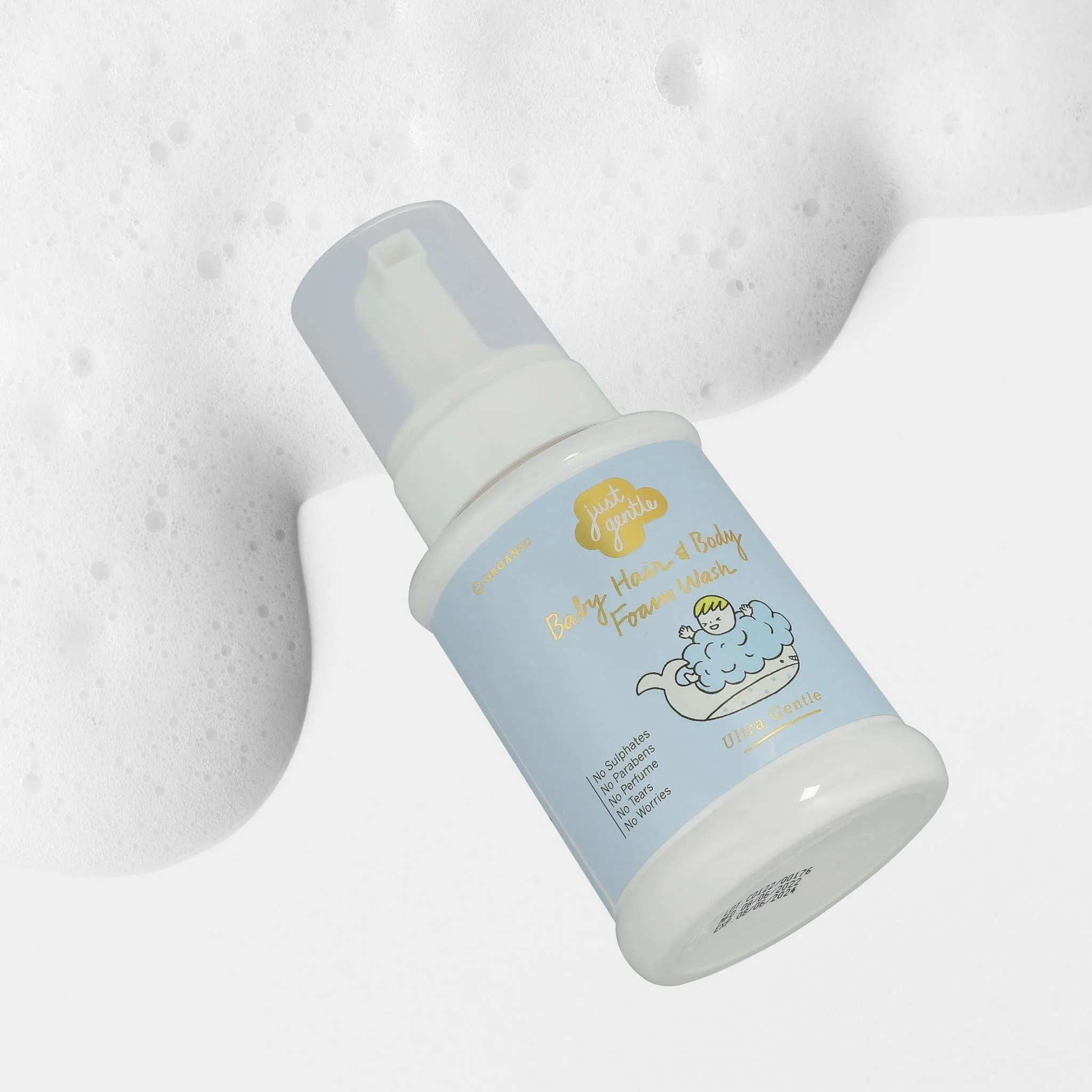 Just Gentle Baby Shampoo Foam Wash - Ultra Gentle for Newborns - 230ml