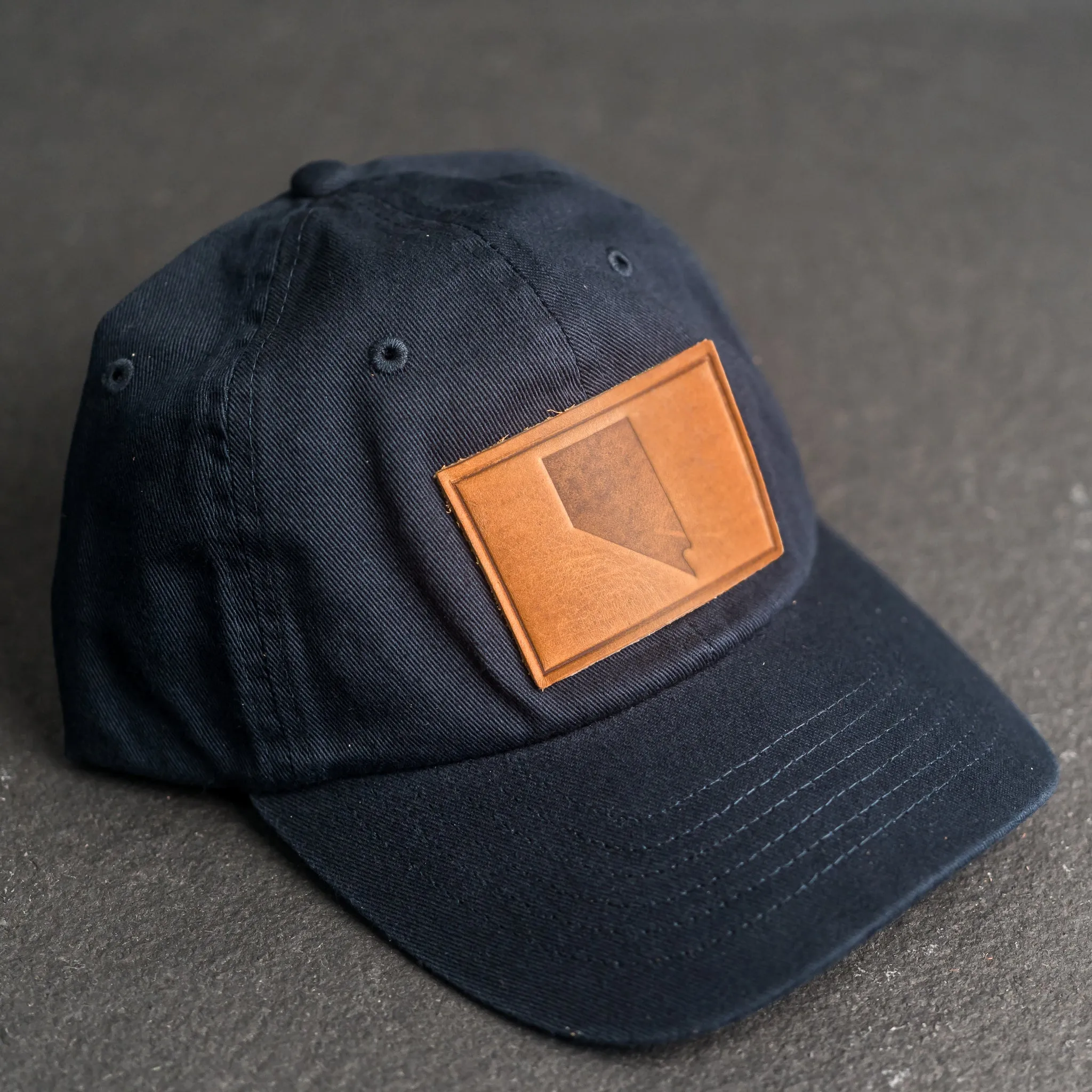 Leather Patch Unstructured Style Hat - Nevada Stamp