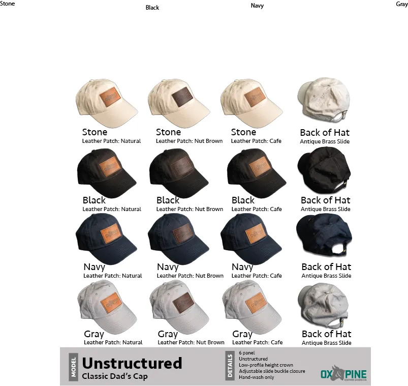 Leather Patch Unstructured Style Hat - Nevada Stamp