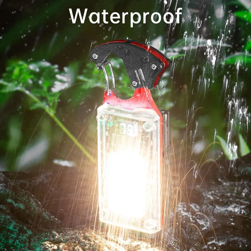 LED Multitool Small Flashlight, Keychain Light, Solar Rechargeable COB Multi-Function Mini Work Light, 1000 Lumens Rechargeable, 8 Lighting Modes Red