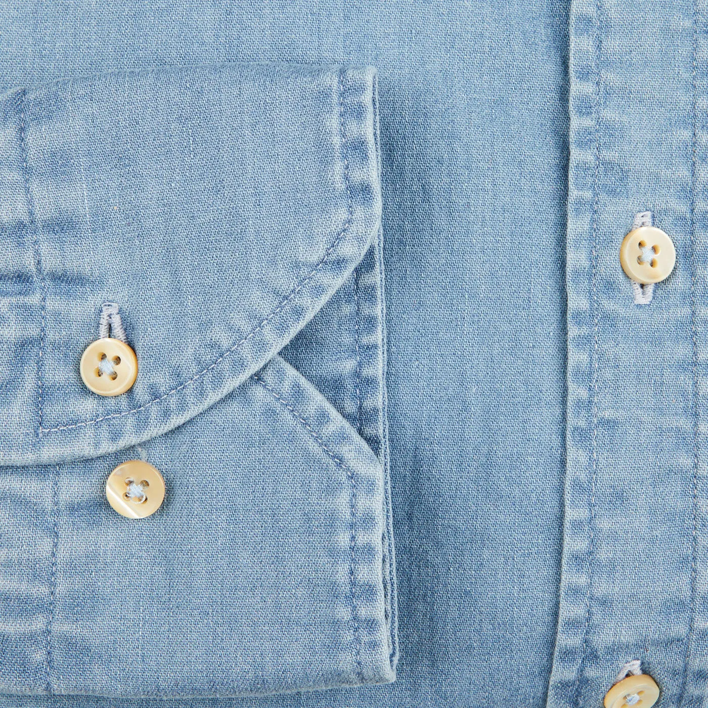 Light Blue Cotton Denim Fitted Body Shirt