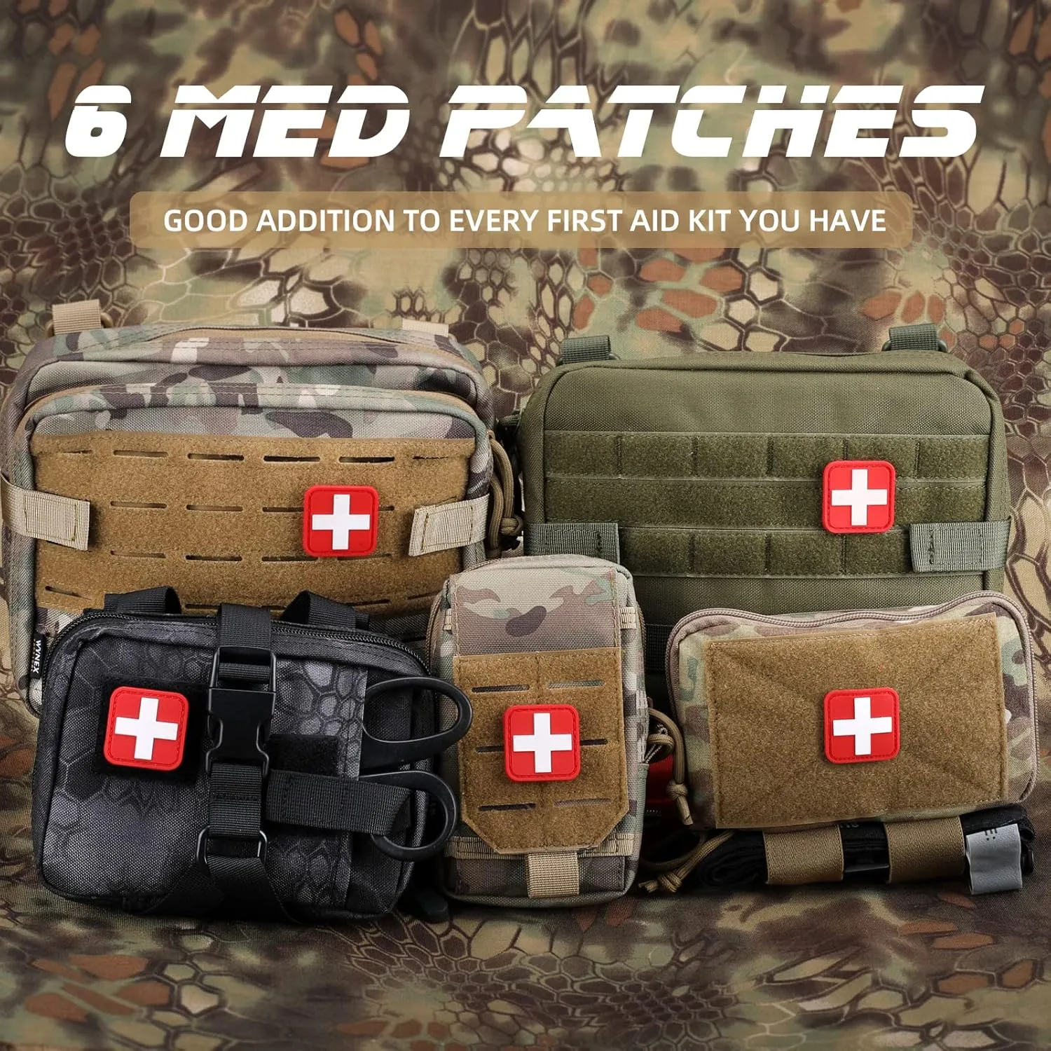 Medic Red Cross Patch, First Aid Morable Patch Perfect for Tactical IFAK, EMT Trauma Pouch 1.5-Inch 3D High Relief Patch Nurse Doctor Emergency Logo PVC Rubber Bundle 6 Pieces
