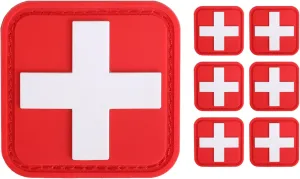 Medic Red Cross Patch, First Aid Morable Patch Perfect for Tactical IFAK, EMT Trauma Pouch 1.5-Inch 3D High Relief Patch Nurse Doctor Emergency Logo PVC Rubber Bundle 6 Pieces