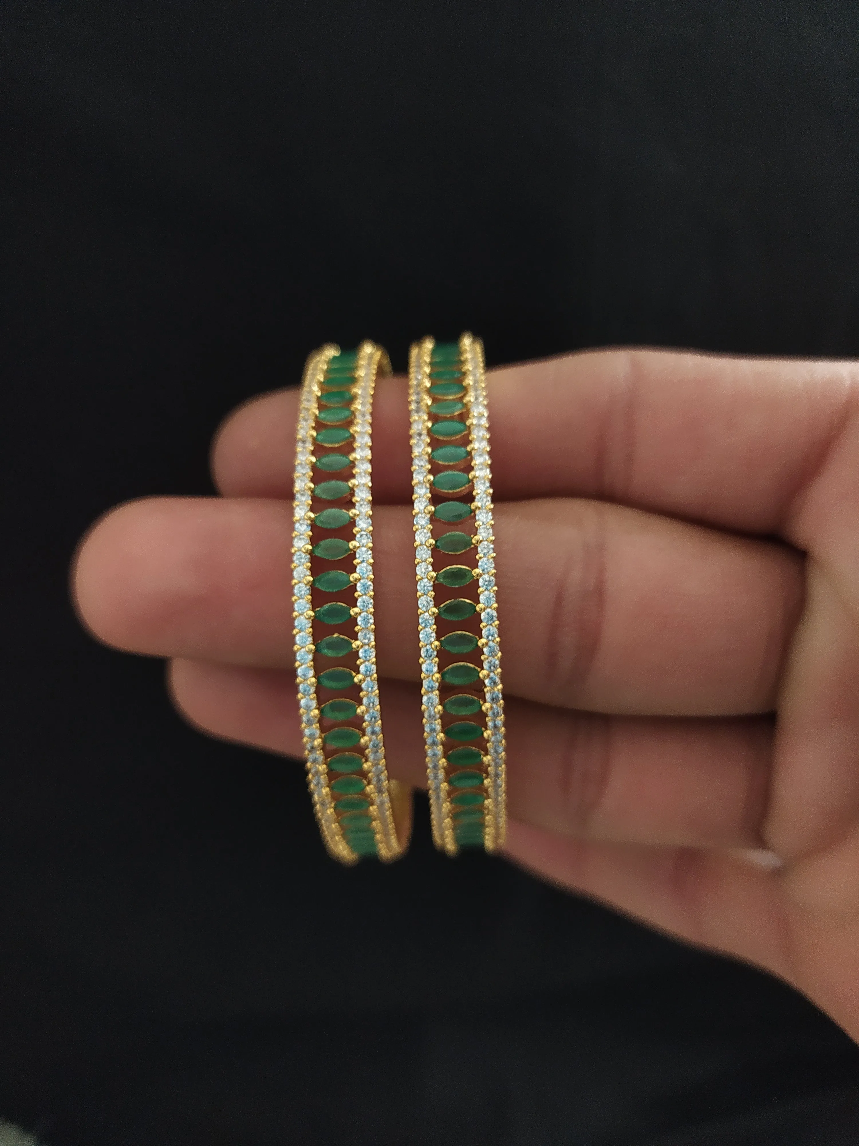 Mesmerizing Look Gold Plated Zircon Bangles