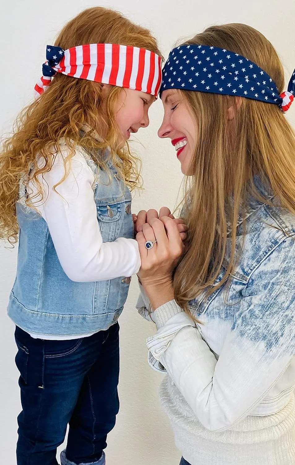 Mommy and Me Matching Cotton and Spandex Stretch Headbands (Stars and Stripes)
