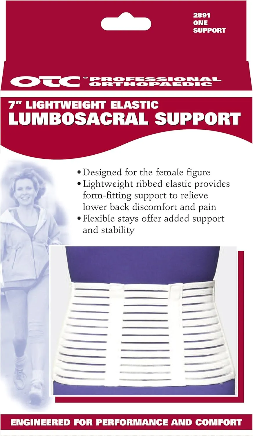 OTC Lumbosacral Support, 7-inch Lower Back, Lightweight Compression, Elastic, White, X-Large
