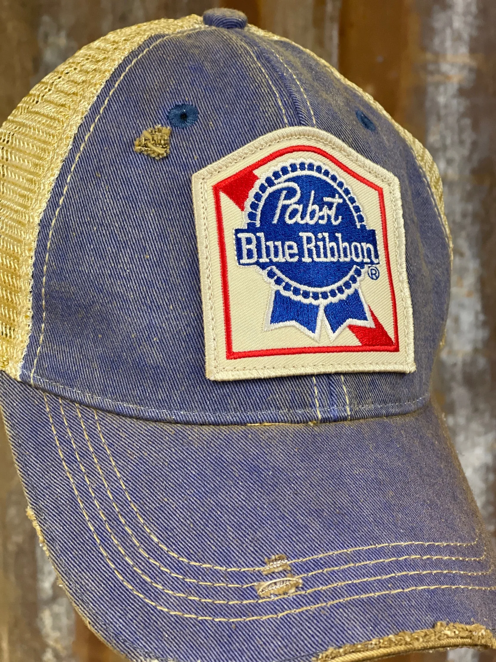 Pabst Retro Hat- Distressed Royal Blue Snapback