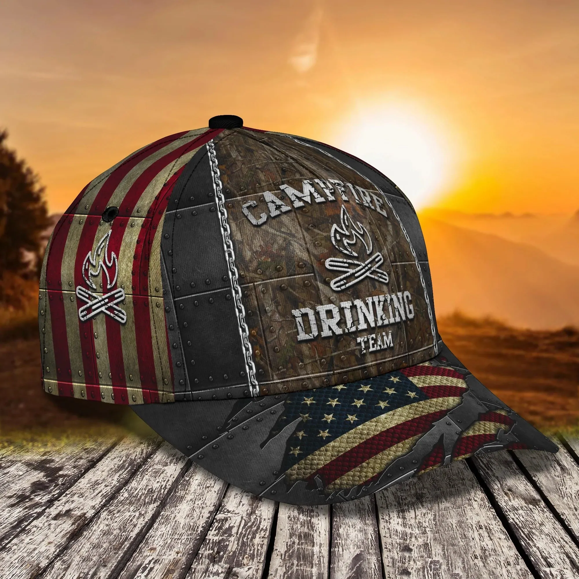 Personalized Campfire Baseball Cap Hat, Camper Cap, Camping Hat For Travel Summer