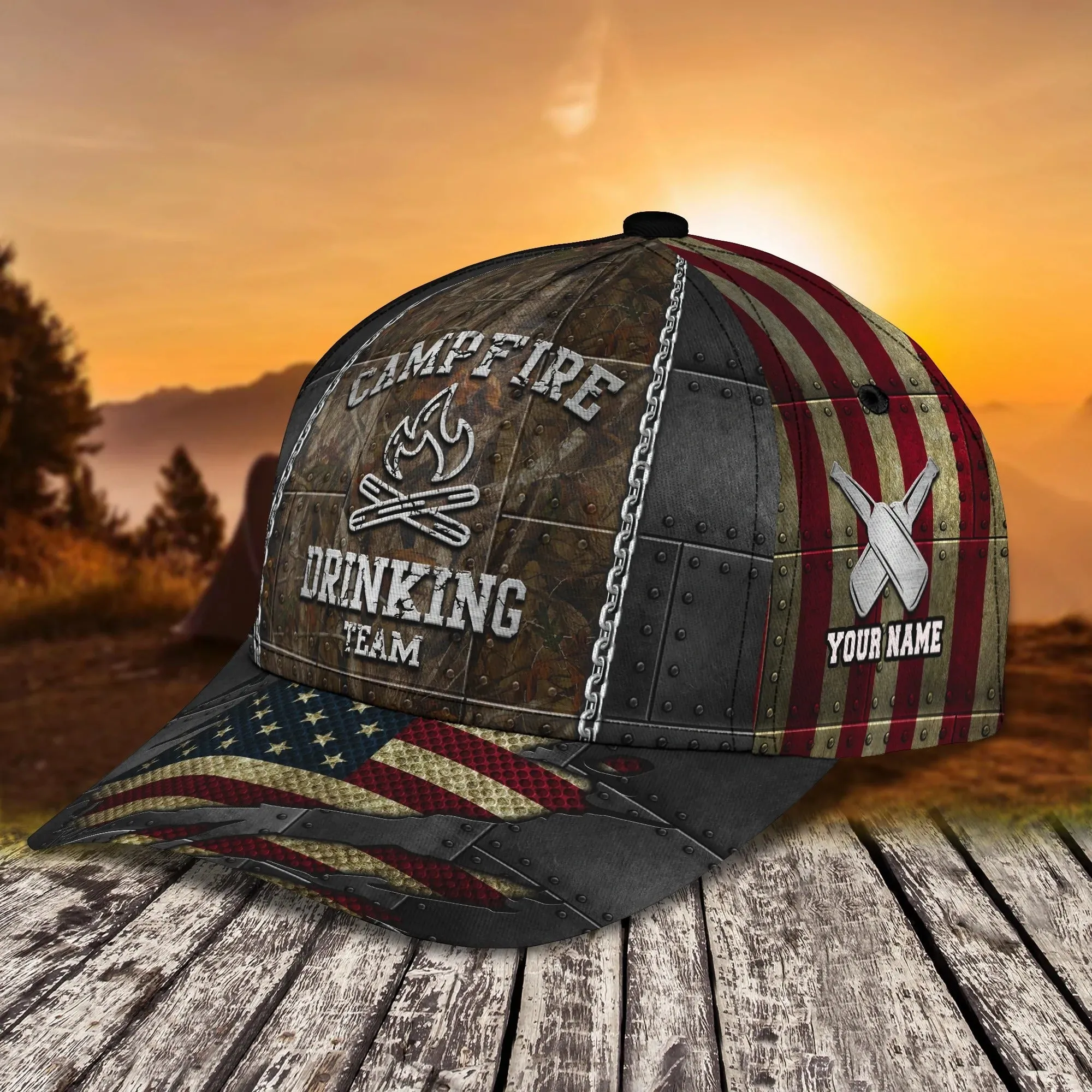 Personalized Campfire Baseball Cap Hat, Camper Cap, Camping Hat For Travel Summer