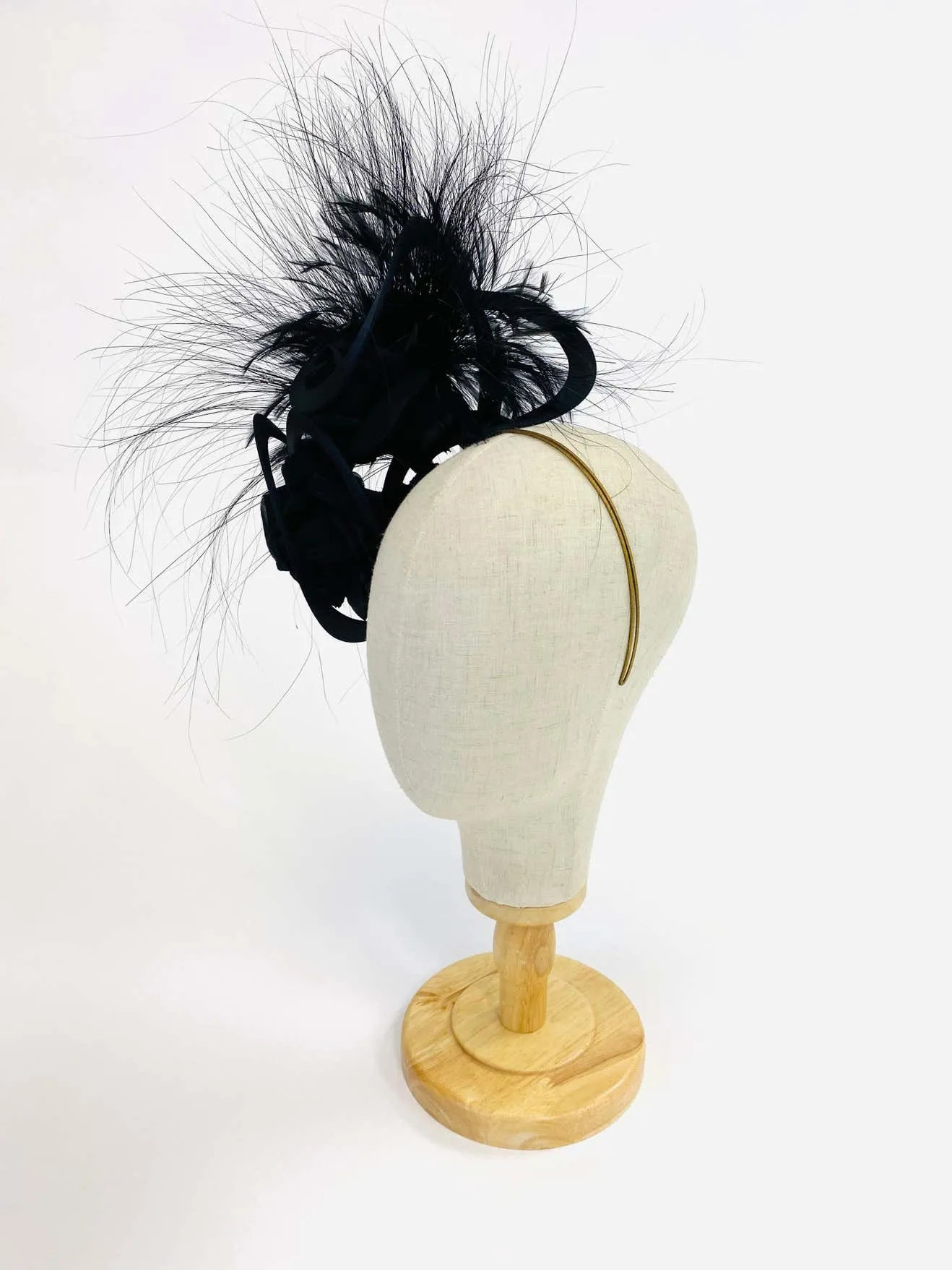 Philip Treacy Navy and Black Feather Sculptural Fascinator