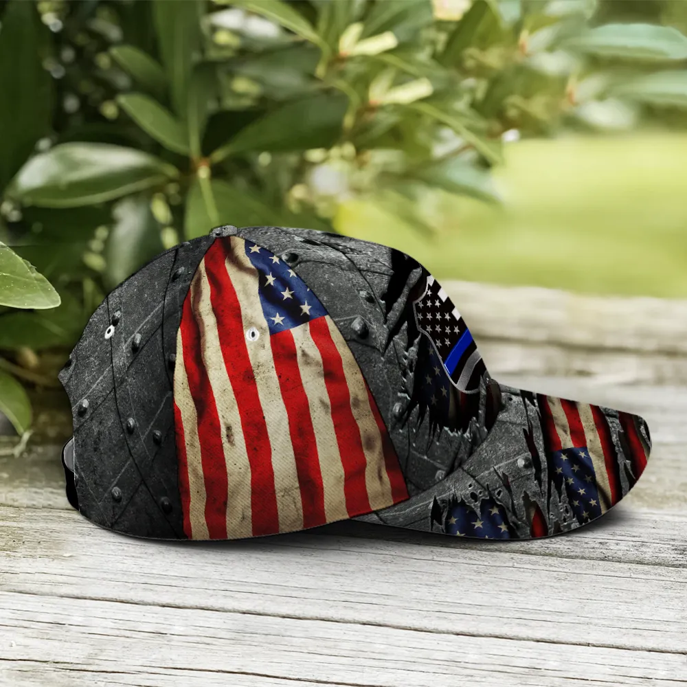 Police Metallic US Flag Baseball Cap Coolspod