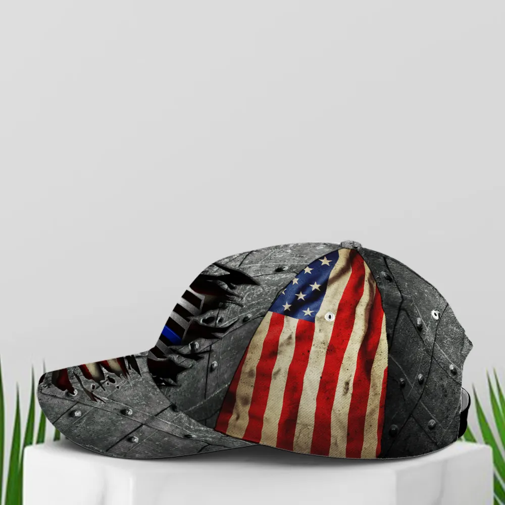 Police Metallic US Flag Baseball Cap Coolspod