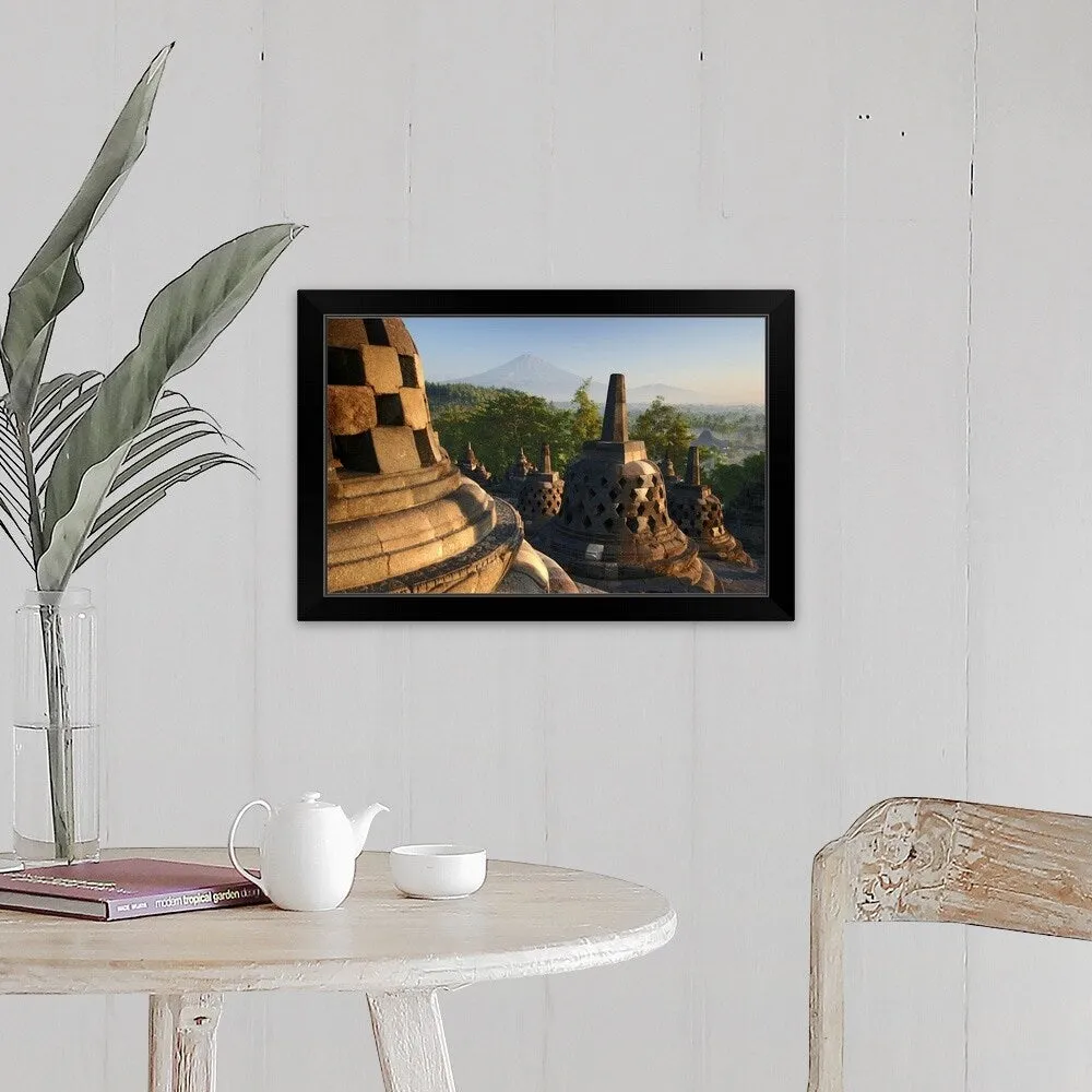 "Borobudur after sunrise" Black Framed Print