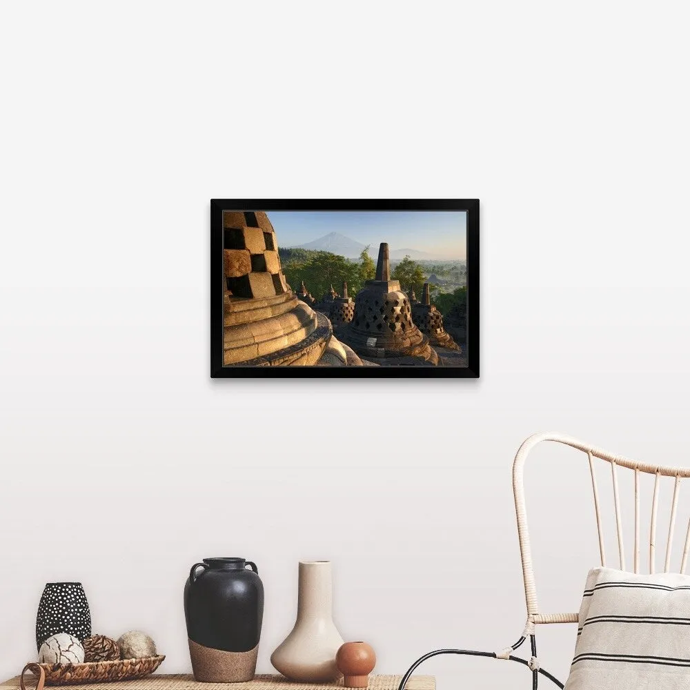 "Borobudur after sunrise" Black Framed Print