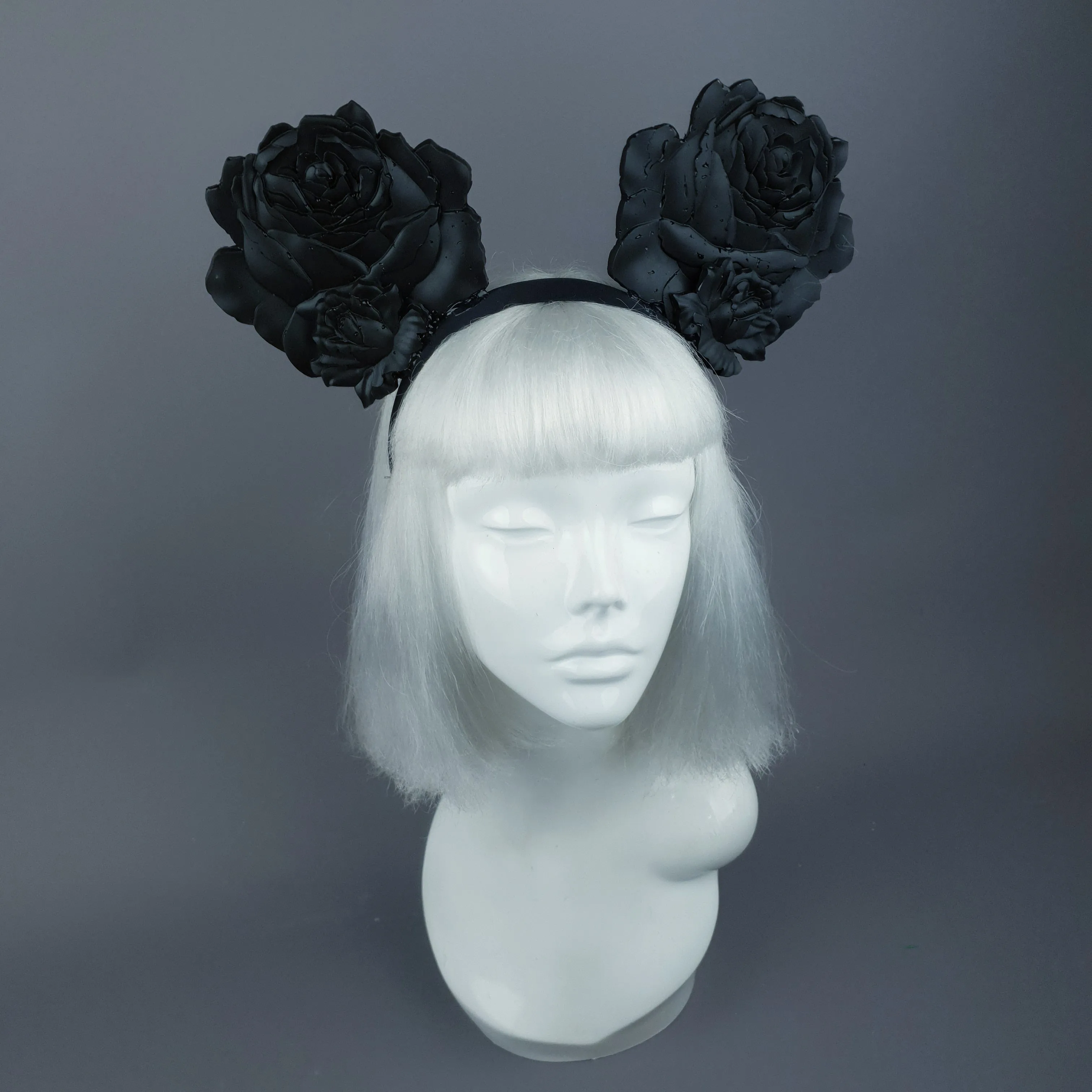"Oreille" Giant Black Rose Ears Headband
