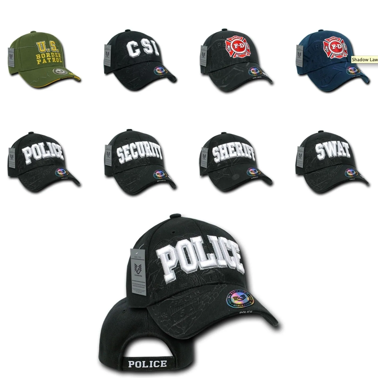 Rapid Dominance 1 Dozen Shadow Law Enforcement US USA Baseball Caps Hats Wholesale Lots