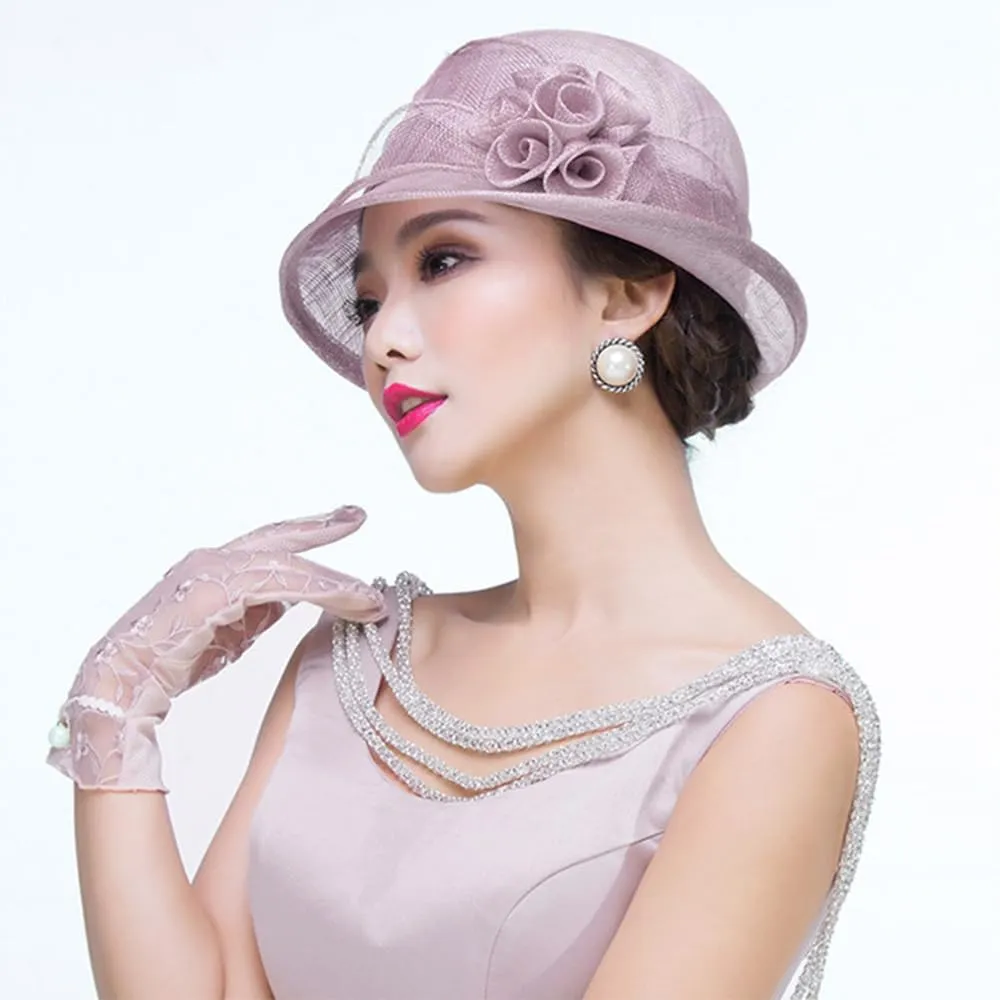 Retro Sinamay Veil Flower Bride Wedding Fascinator Hat Feather Bowler Hat Hair Accessory Banquet Cocktail Party