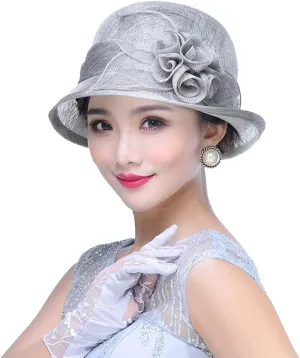 Retro Sinamay Veil Flower Bride Wedding Fascinator Hat Feather Bowler Hat Hair Accessory Banquet Cocktail Party