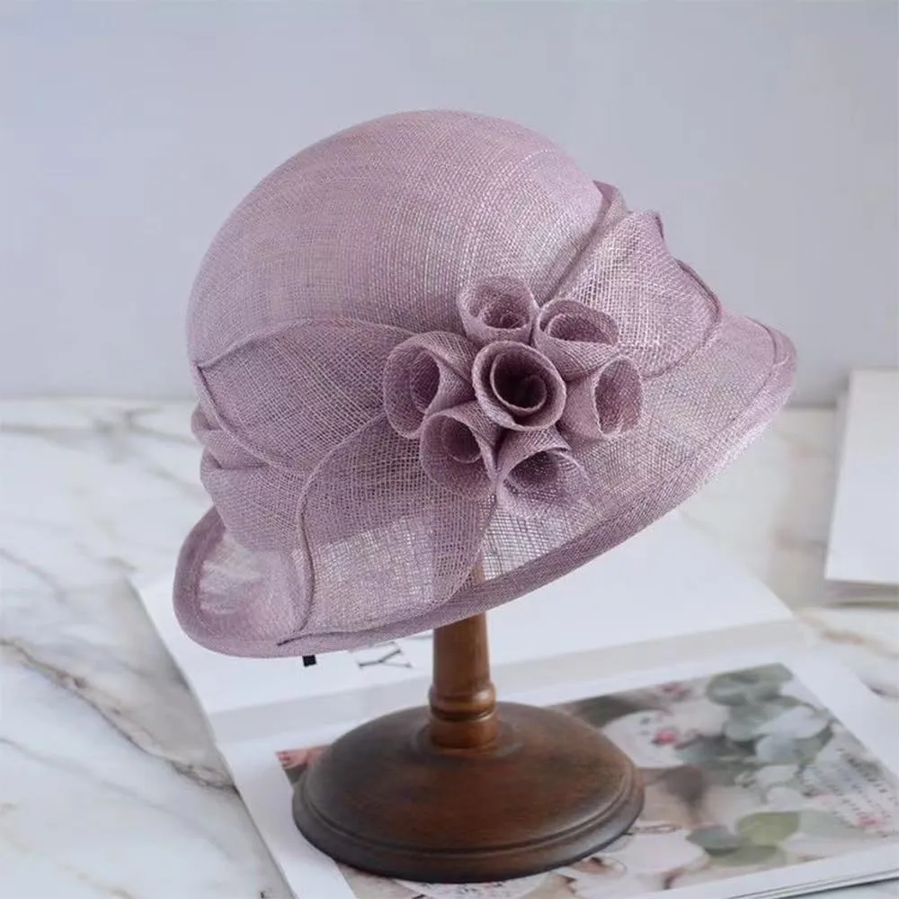 Retro Sinamay Veil Flower Bride Wedding Fascinator Hat Feather Bowler Hat Hair Accessory Banquet Cocktail Party