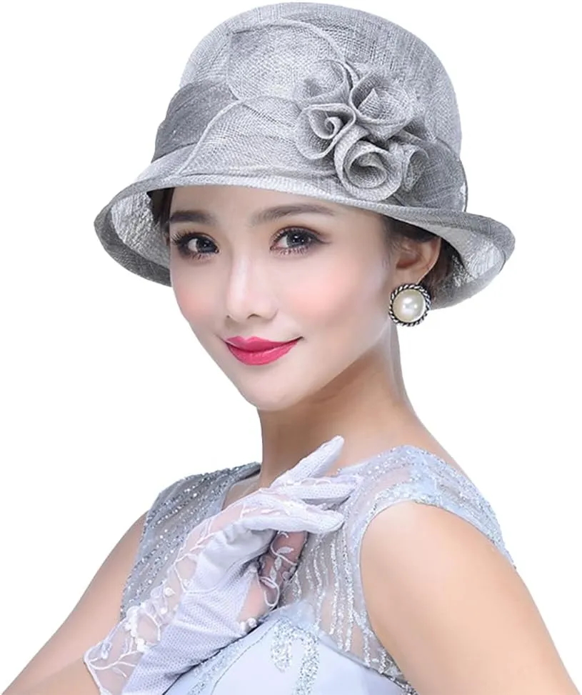 Retro Sinamay Veil Flower Bride Wedding Fascinator Hat Feather Bowler Hat Hair Accessory Banquet Cocktail Party