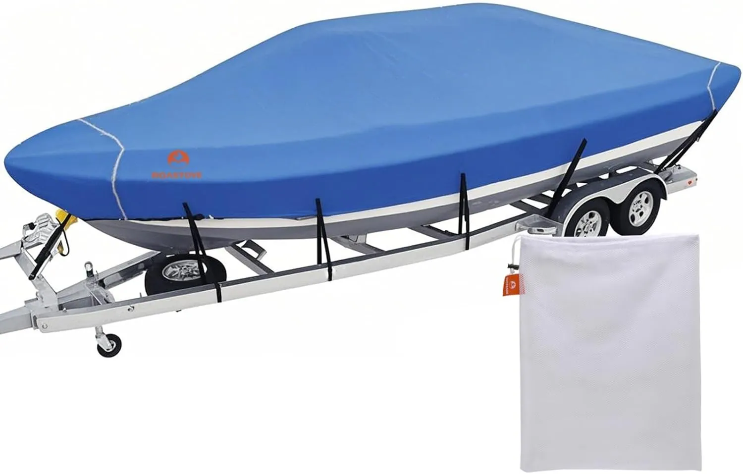 Roastove Waterproof Boat Cover Fits 14'-16'Long Beam Width up to 76" Fishing Ski Pro-Style Bass Boats, Blue